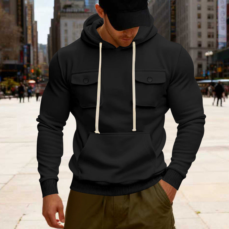 Men's hooded sweatshirt with chest flap pocket, kangaroo pocket & ribbed cuffs Mune Fashion