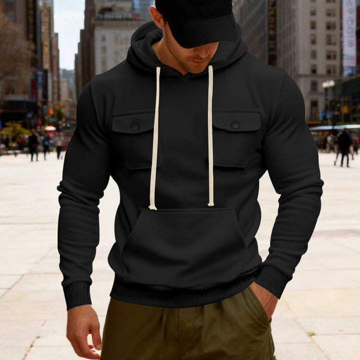 Men's hooded sweatshirt with chest flap pocket, kangaroo pocket & ribbed cuffs Mune Fashion