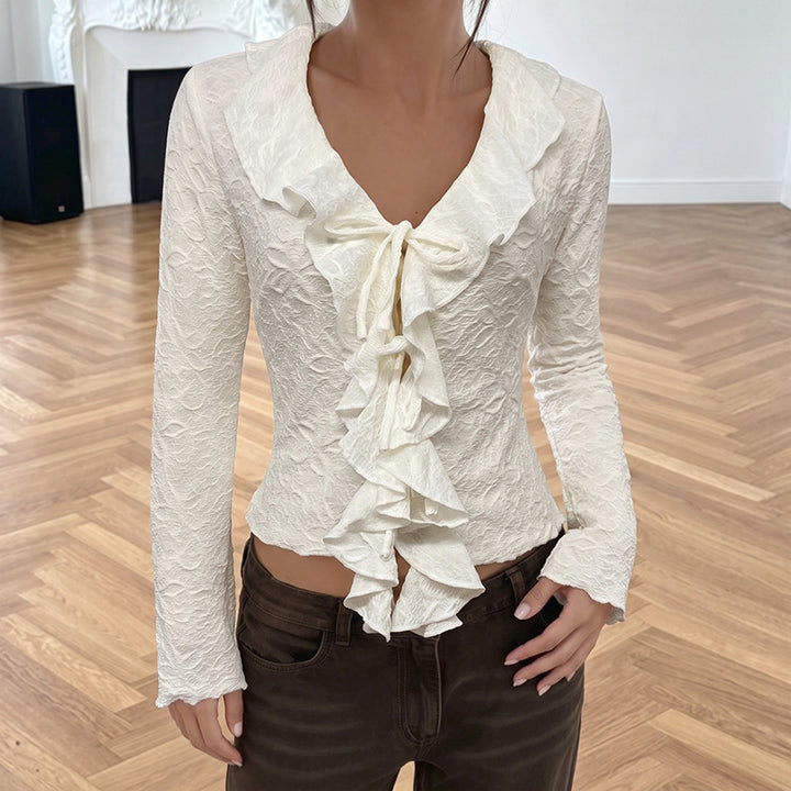 Women Elegant Top with Ruffle Details Mune Fashion