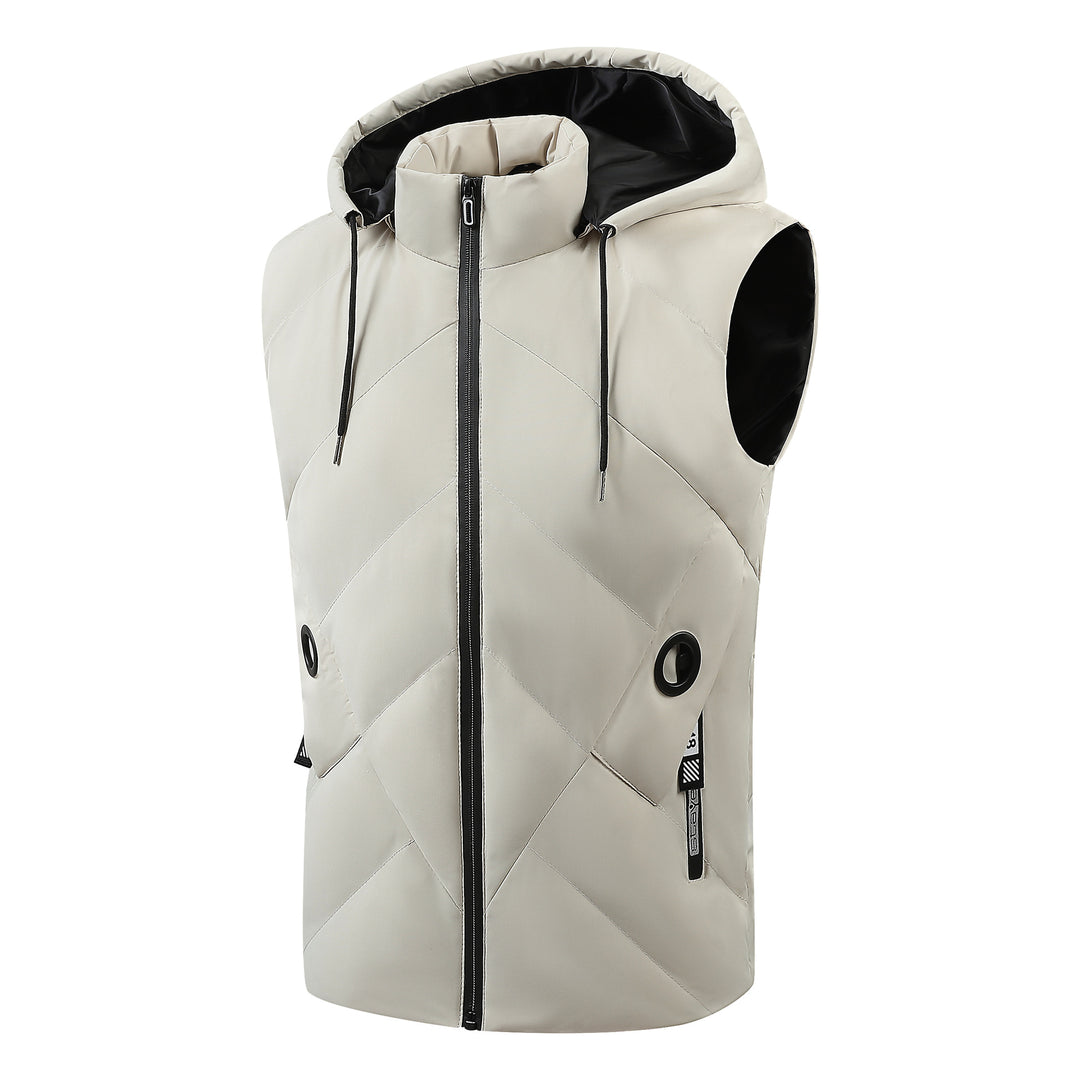 Men's quilted vest with hood, windproof outer shell and high collar Mune Fashion