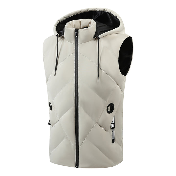 Men's quilted vest with hood, windproof outer shell and high collar Mune Fashion