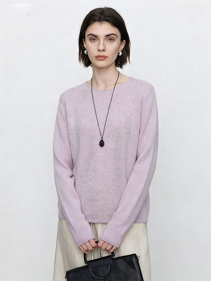 Women's fine round neck sweater made of soft fine knit with straight cut Mune Fashion