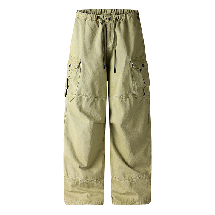 Women's Wide Cargo Palazzo Pants with Drawstring Waist and Multiple Pockets Mune Fashion