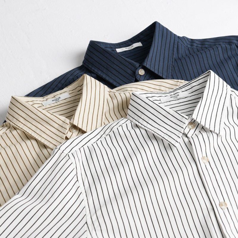 Men's Shirt Jackets-Cut with fine pinstripe and soft cotton blend Mune Fashion