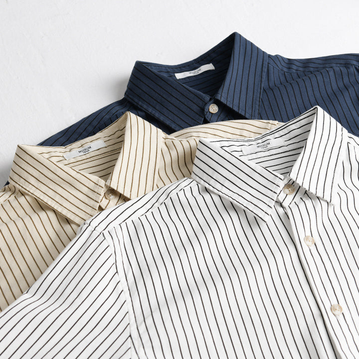 Men's Shirt Jackets-Cut with fine pinstripe and soft cotton blend Mune Fashion