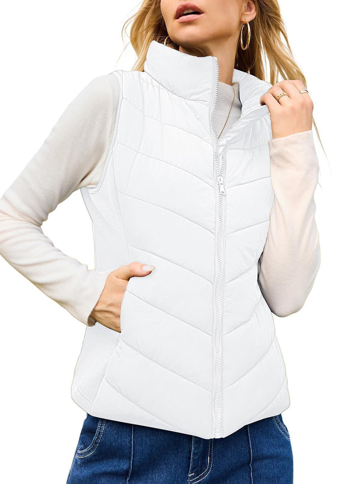 Women's quilted thermo vest with high stand-up collar and elastic side inserts Mune Fashion