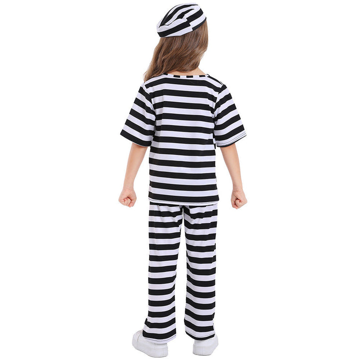 Girl's costume as a prisoner with striped top and pants Mune Fashion