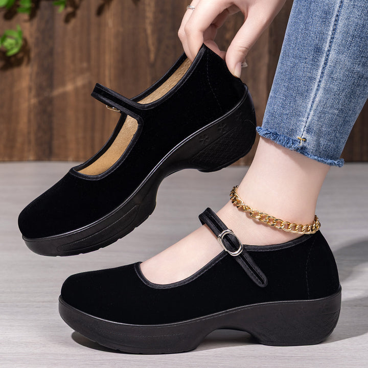 Women's nan Mary-Jane comfort slipper with adjustable strap, orthopedically inspired wedge insole and grippy lightweight profile sole Mune Fashion