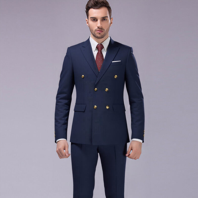 Men's double-breasted evening blazer with decorative buttons, slim silhouette and elegant finish Mune Fashion