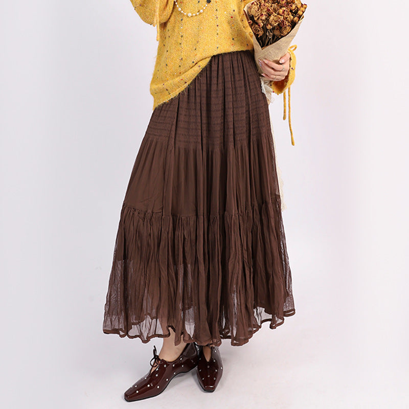 Women's voluminous tiered tulle skirt with elasticated waistband and opaque lining Mune Fashion