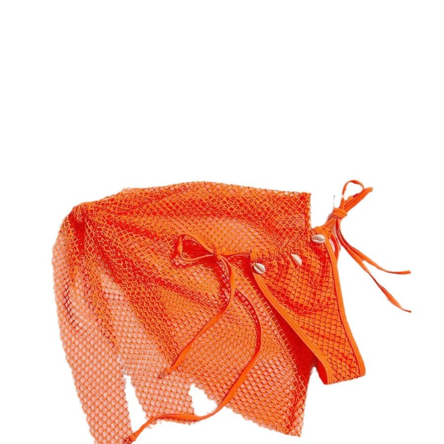 Women Triangle Bikini with Mesh Insert and Decorative Shells Mune Fashion
