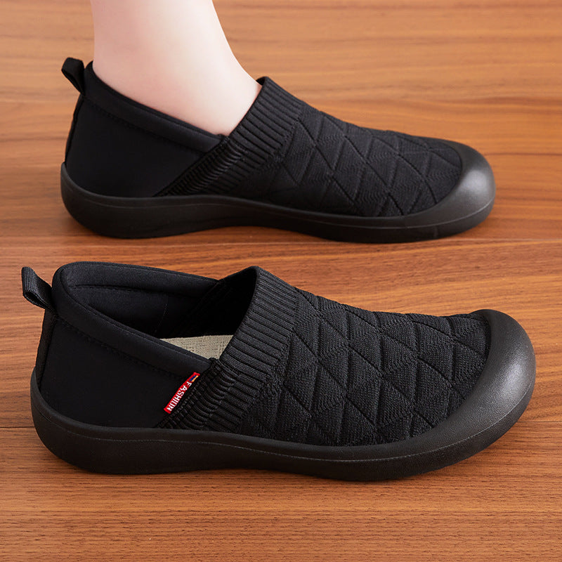 Ladies nan breathable knitted slip-on comfort half shoe with elastic shaft and shock-absorbing EVA sole Mune Fashion