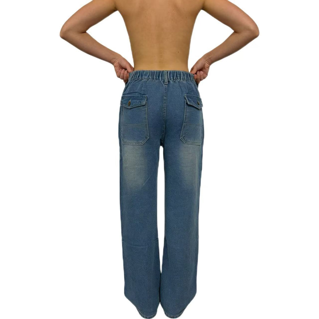 Women high-waisted Relaxed jeans with straight leg and patch front pockets Mune Fashion