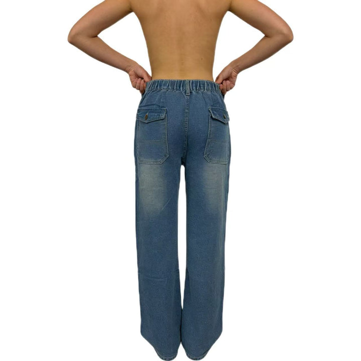 Women high-waisted Relaxed jeans with straight leg and patch front pockets Mune Fashion