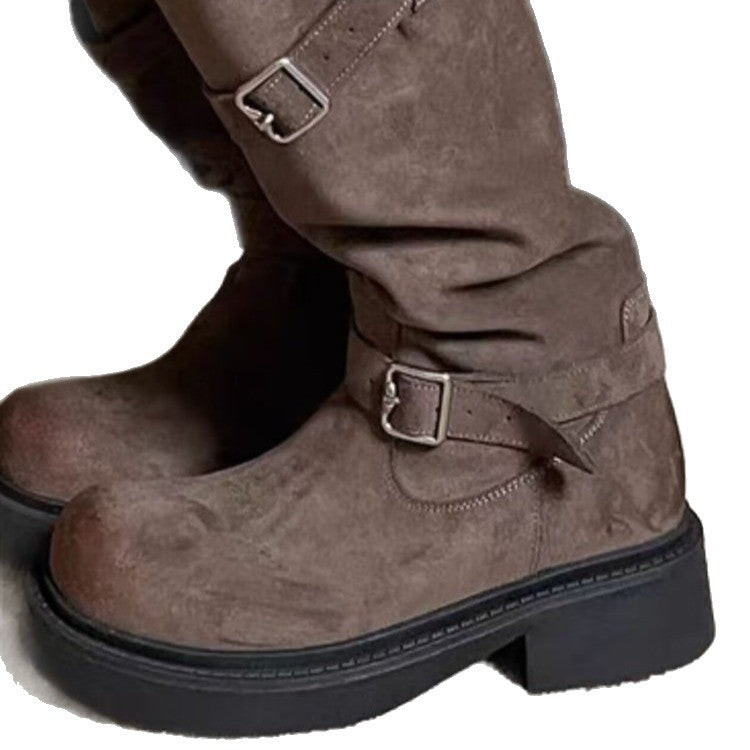 Women’s Fashion Over-the-Knee Boots with Buckle Design Mune Fashion
