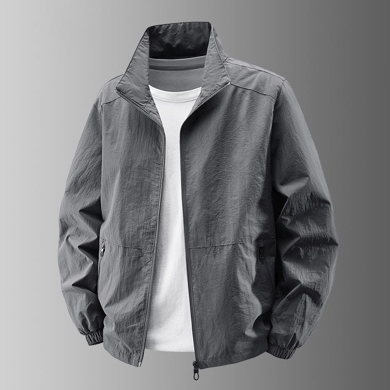 Men's Ultra-Lightweight Urban Windbreaker with Stand-Up Collar, Two-Way Zipper and Elastic Cuffs Mune Fashion