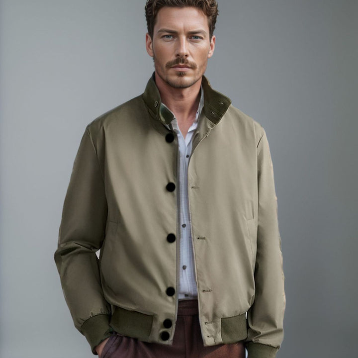Men's light blouson with stand-up collar, button placket and ribbed cuffs Mune Fashion