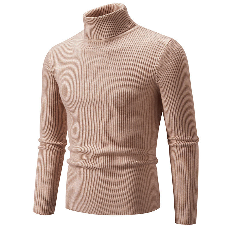 Men's narrow ribbed knit turtleneck sweater made of cotton mix with stretch Mune Fashion