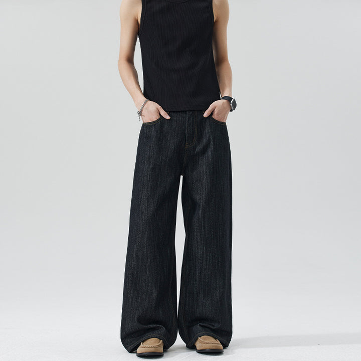 Men's Oversized Denim Palazzo Pants with Extra Wide Leg and Soft Drape Effect Mune Fashion