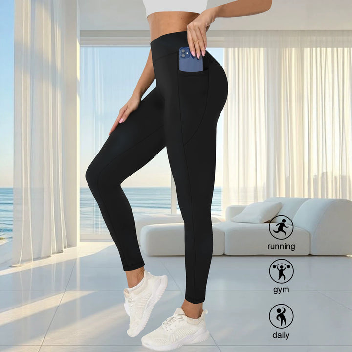 Women's High-Waist Sport Leggings with Side Phone Pocket and Shaping Compression Fabric Mune Fashion