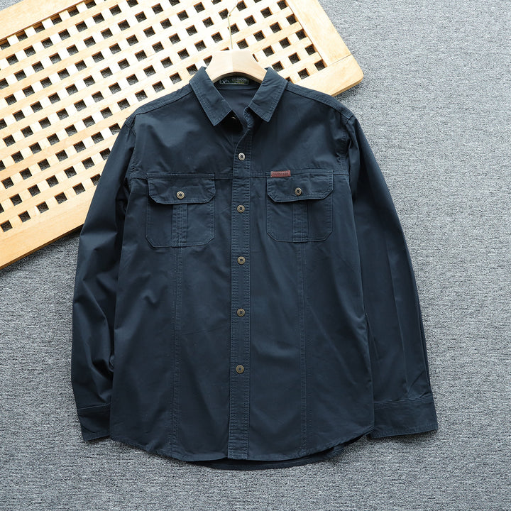 Men's shirt jacket made of cotton twill with chest flaps and button placket Mune Fashion