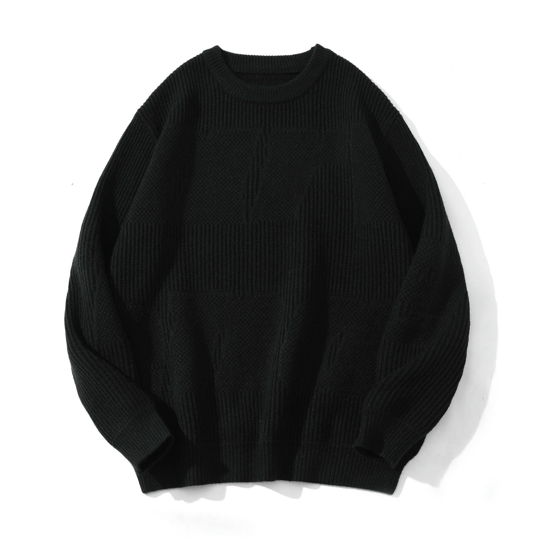 Unisex Structured Oversize Round Neck Sweater with Panel Knit Mune Fashion