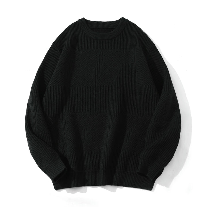 Unisex Structured Oversize Round Neck Sweater with Panel Knit Mune Fashion