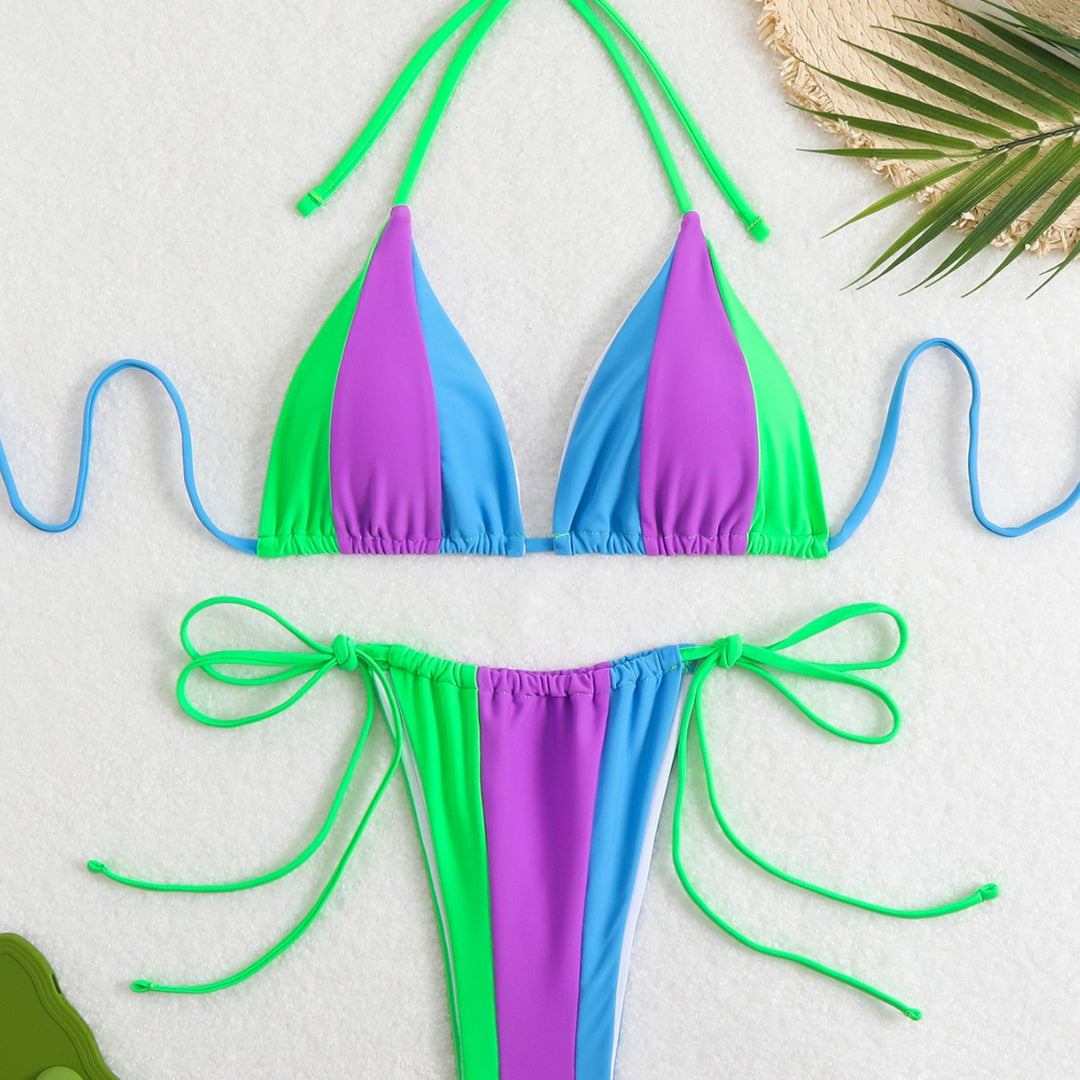 Women's Bikini Set with trendy color block design and adjustable straps Mune Fashion