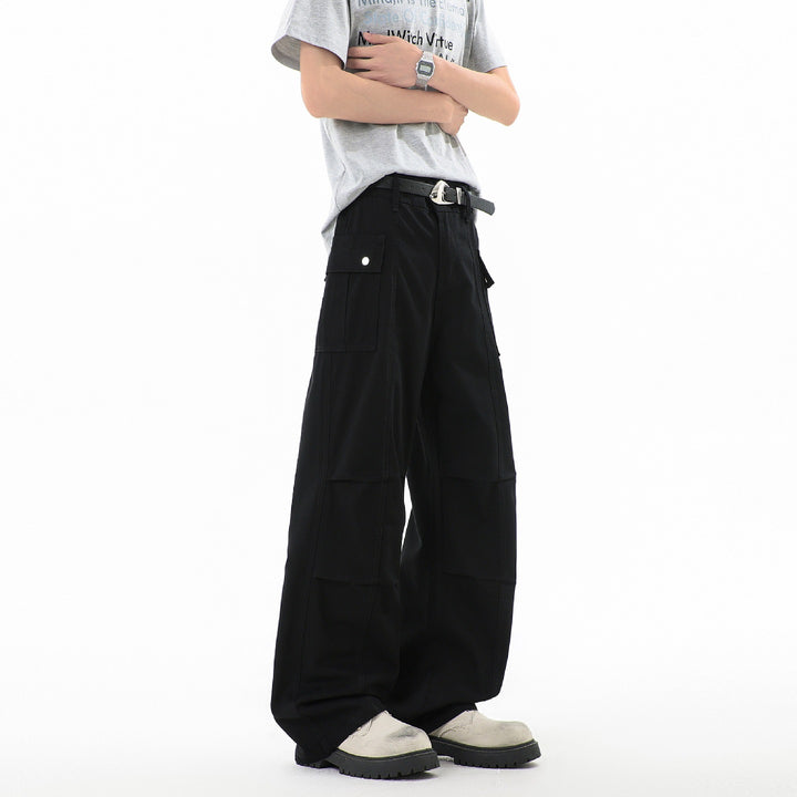 Men's Wide Utility Cargo Pants with Large Flap Pockets & Reinforced Seam Areas Mune Fashion