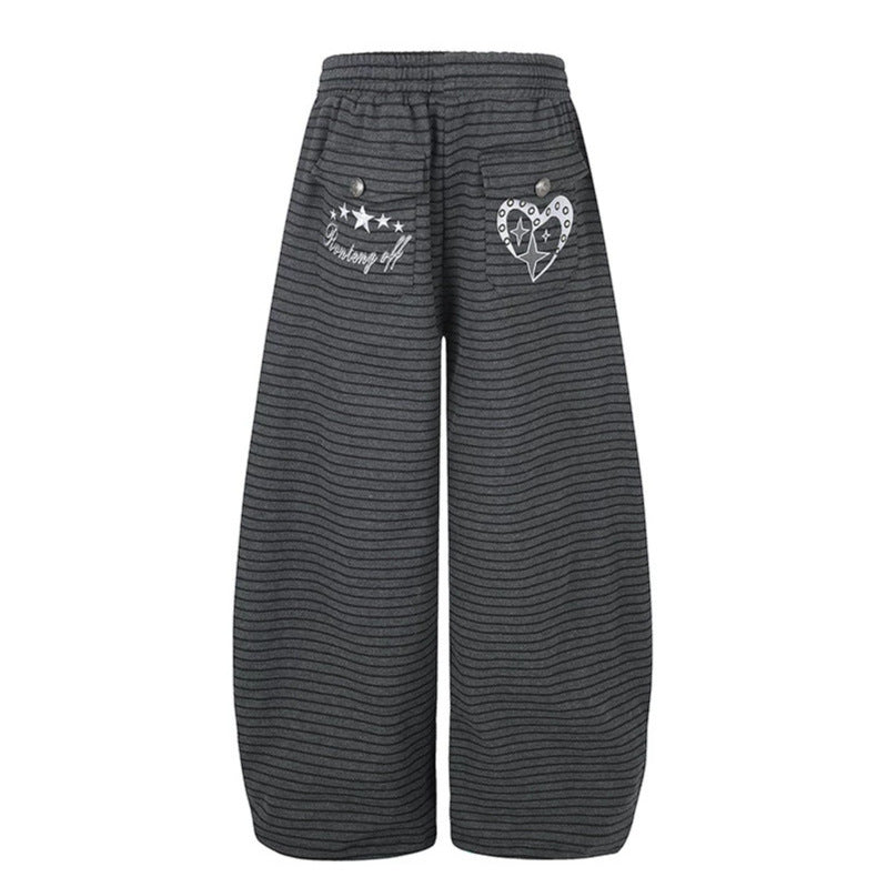 Women's Wide Palazzo Culotte Sweatpants with Drawstring Waistband and Decorative Button Placket Mune Fashion
