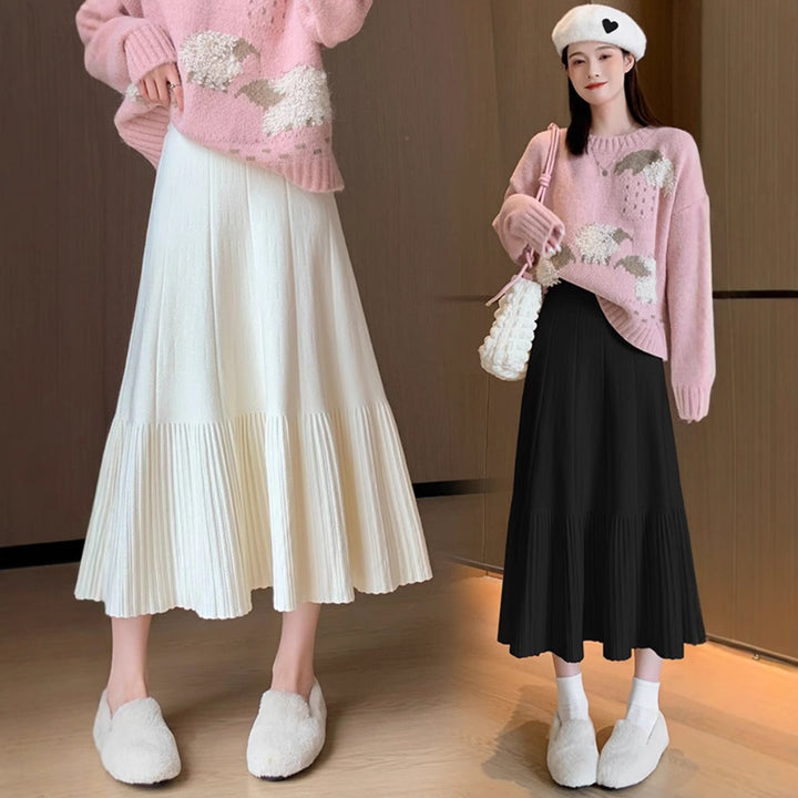 Women's Pleated Midi Skirt made of soft material Mune Fashion