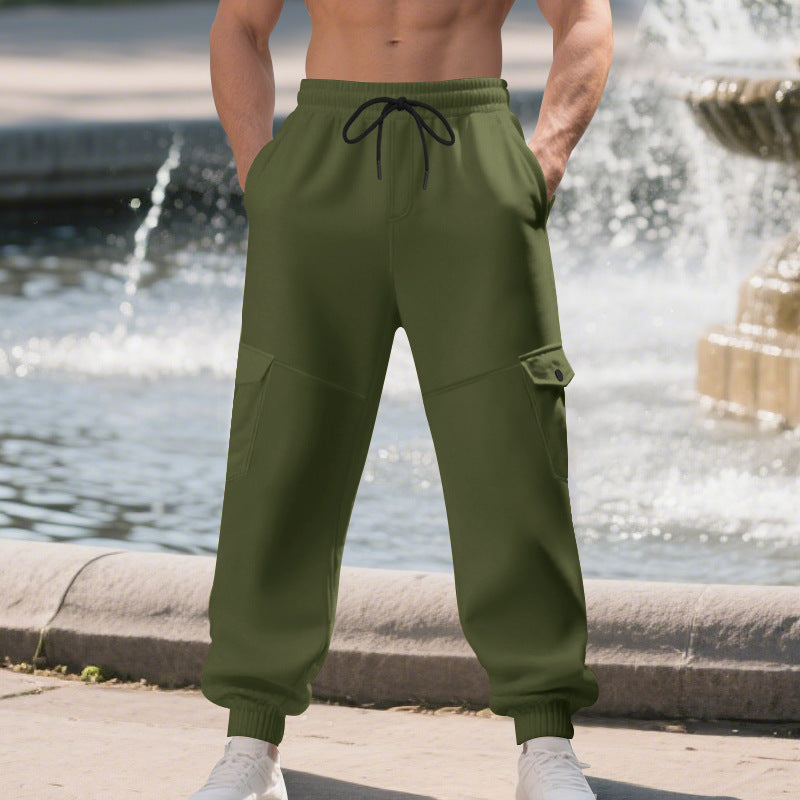 Men's urban-military cargo joggers with knee-quilted inserts, side flap pockets, and ribbed leg openings Mune Fashion