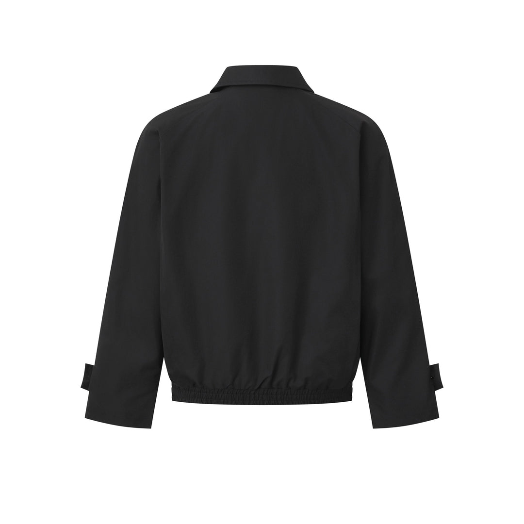 Ladies Short Bomber Jacket in Blouson Cut with Concealed Button Placket and Elastic Hem Mune Fashion