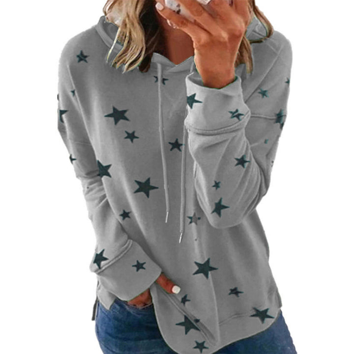 Women's Oversize Hoodie made of soft cotton blend with star print Mune Fashion