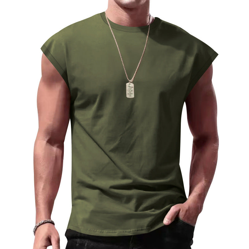 Men's loose sleeveless muscle shirt made of cotton jersey with drop shoulder Mune Fashion