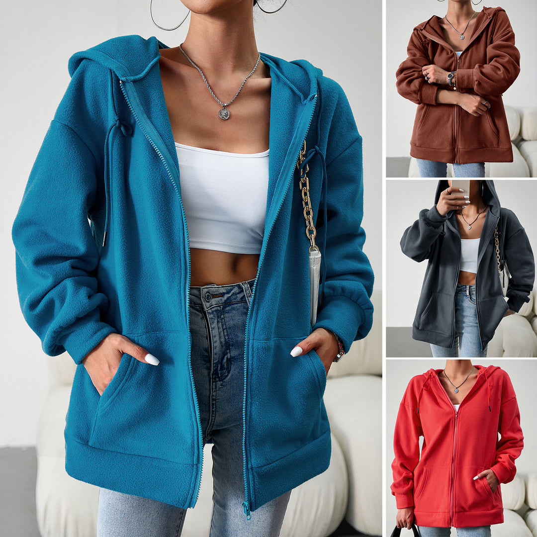 Women's cozy teddy fleece zip hoodie with hood, deep shoulder fit and kangaroo pockets Mune Fashion