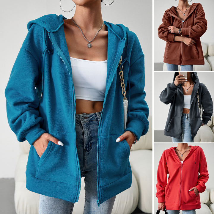 Women's cozy teddy fleece zip hoodie with hood, deep shoulder fit and kangaroo pockets Mune Fashion