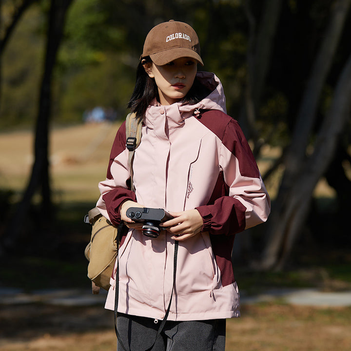 Women's two-layer softshell outdoor jacket with removable fleece inner layer and hood Mune Fashion