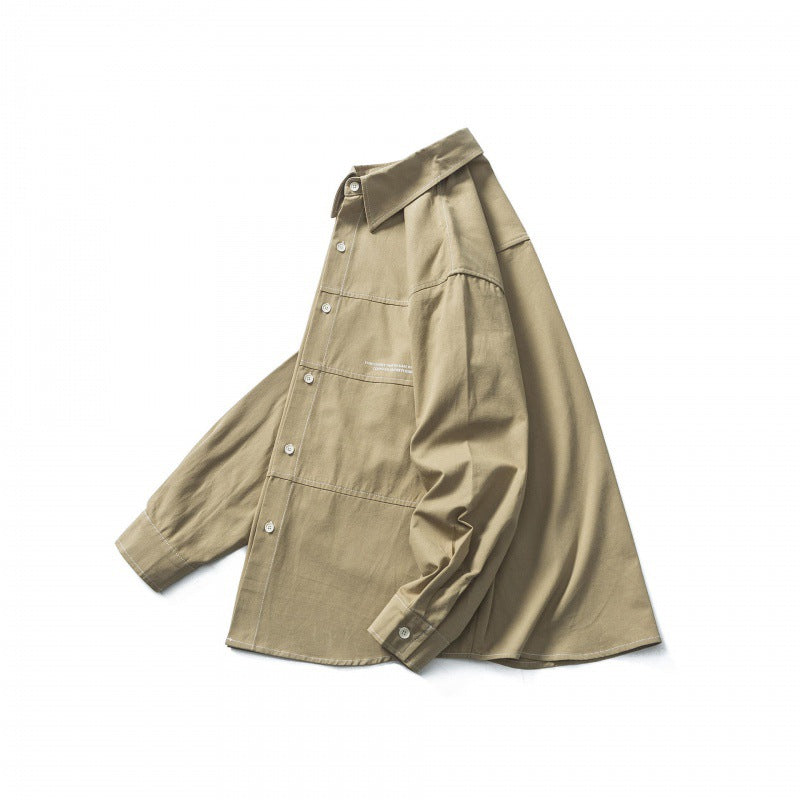 Men's Oversize Canvas Shirt Jacket with Cap Seams and Patch Pockets Mune Fashion