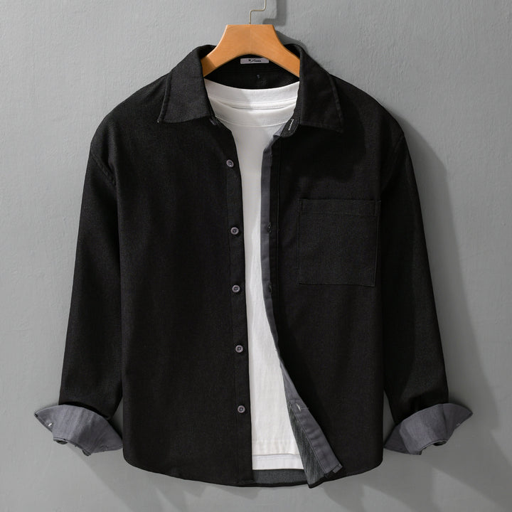 Men's Lightweight Cotton Twill Overshirt with Chest Pocket and Relaxed Fit Mune Fashion