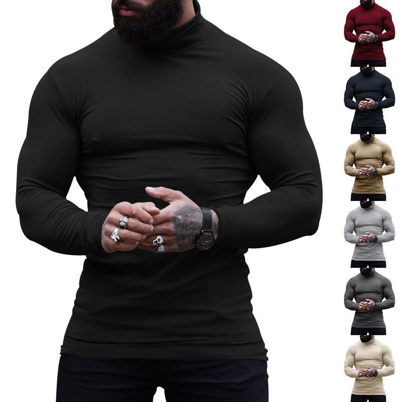 Men's Slim Fit Turtleneck Fine Knit Shirt with Stretch Comfort Mune Fashion