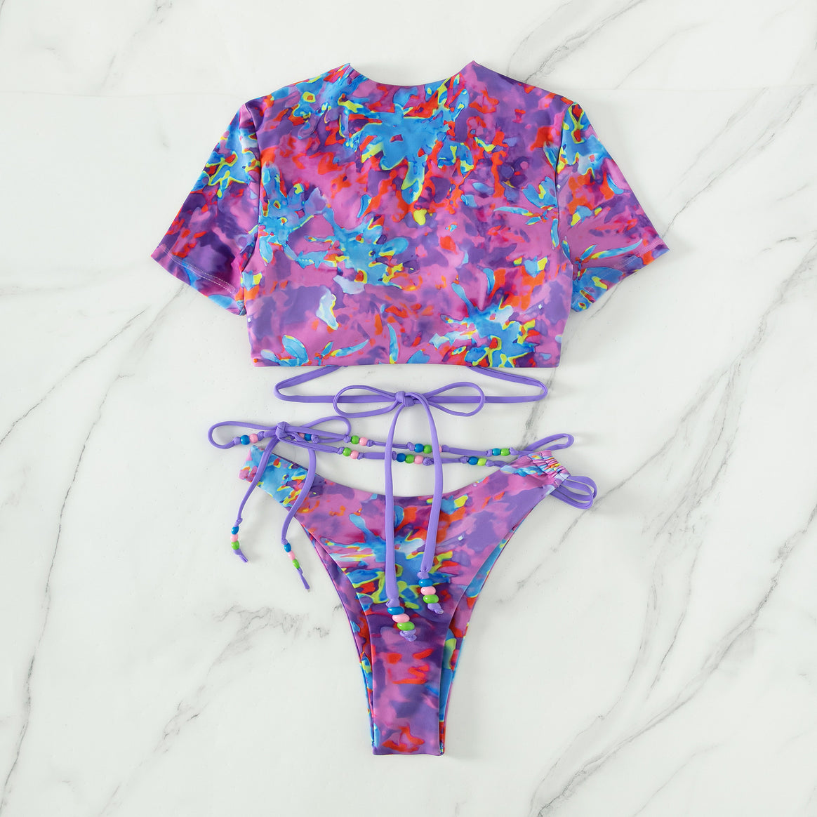 Women's Crop-Top Bikini Set with Creative Cut and Colorful Accents Mune Fashion
