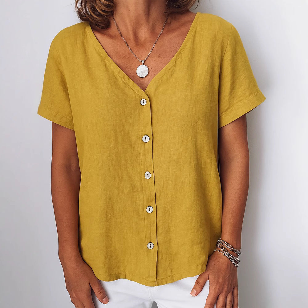 Women's linen blouse with button details Mune Fashion