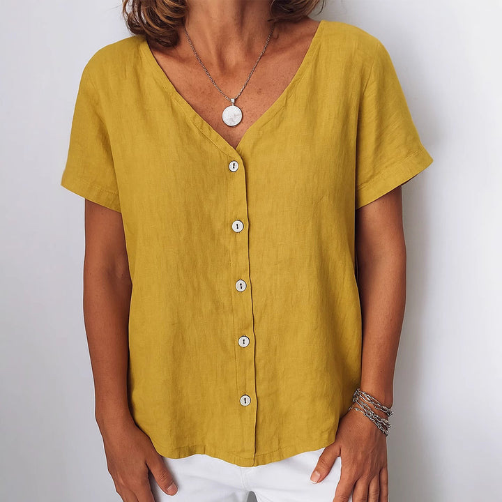Women's linen blouse with button details Mune Fashion