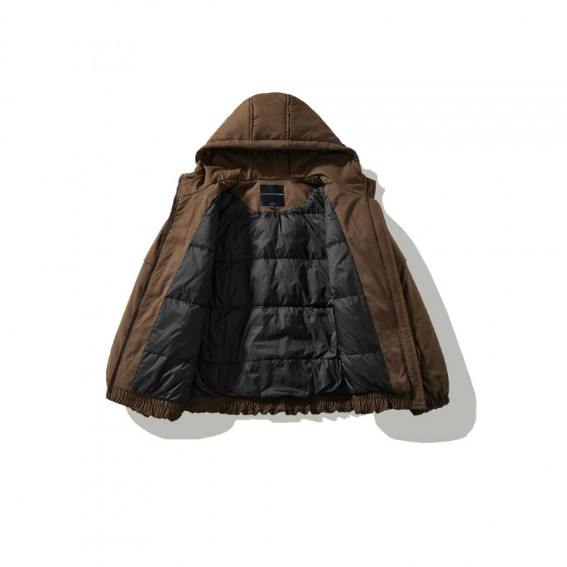 Unisex Oversize Quilted Bomber Jacket with High Hood, Shaped Flap Pockets and Elastic Hem Mune Fashion
