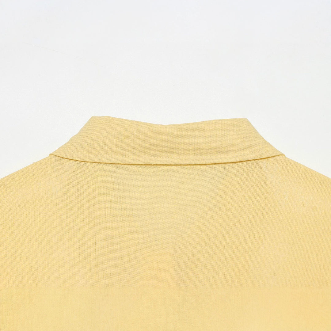 Women's Oversized Linen Look Shirt Blouse with Concealed Button Placket and Cuff Mune Fashion