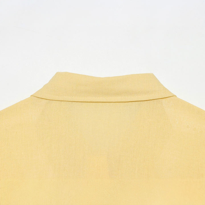 Women's Oversized Linen Look Shirt Blouse with Concealed Button Placket and Cuff Mune Fashion
