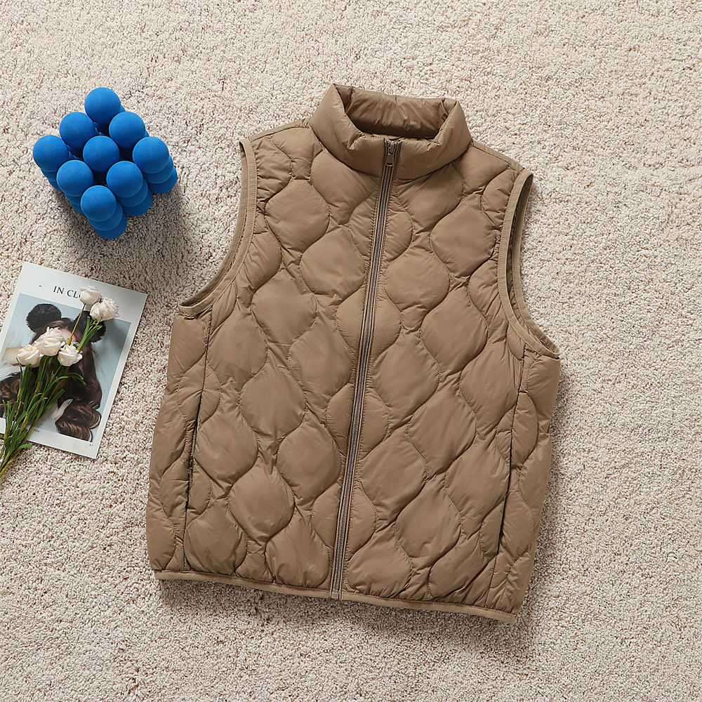 Women's ultralight quilted vest in drop stitch design with high stand-up collar Mune Fashion
