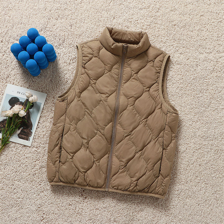 Women's ultralight quilted vest in drop stitch design with high stand-up collar Mune Fashion