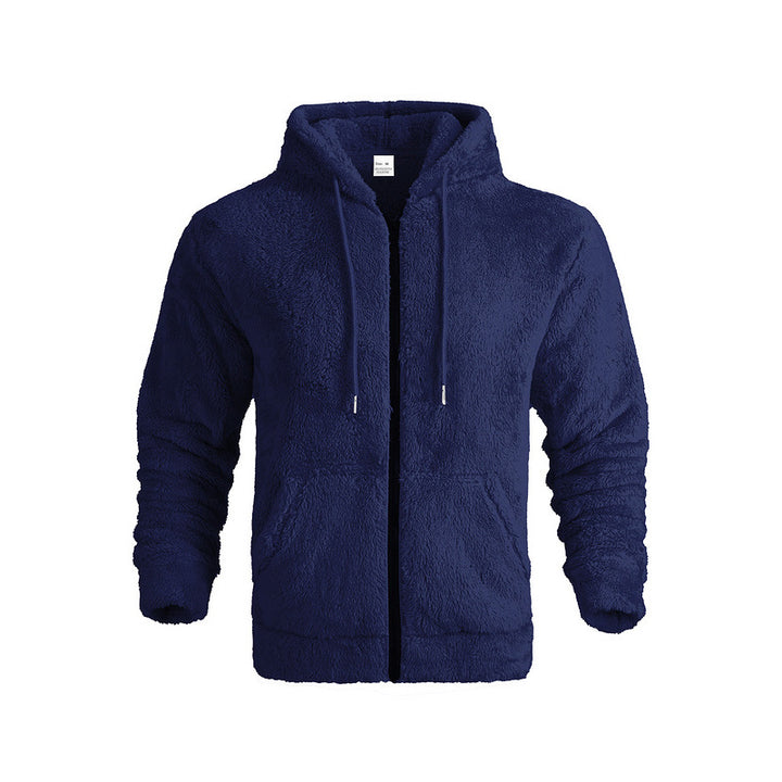 Men's cozy Sherpa hoodie jacket with full zip and kangaroo pockets Mune Fashion